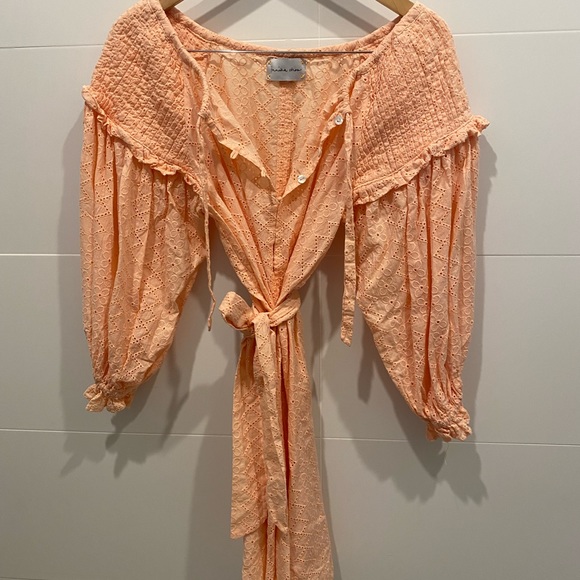 Innika Choo Peach Broderie Anglaise Mini Dress - Picture 6 of 6